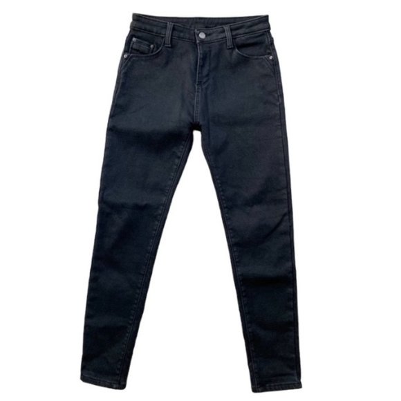 Denim - Fleece Lined Black Denim Straight Leg skinny Jeans Mid rise Size 29